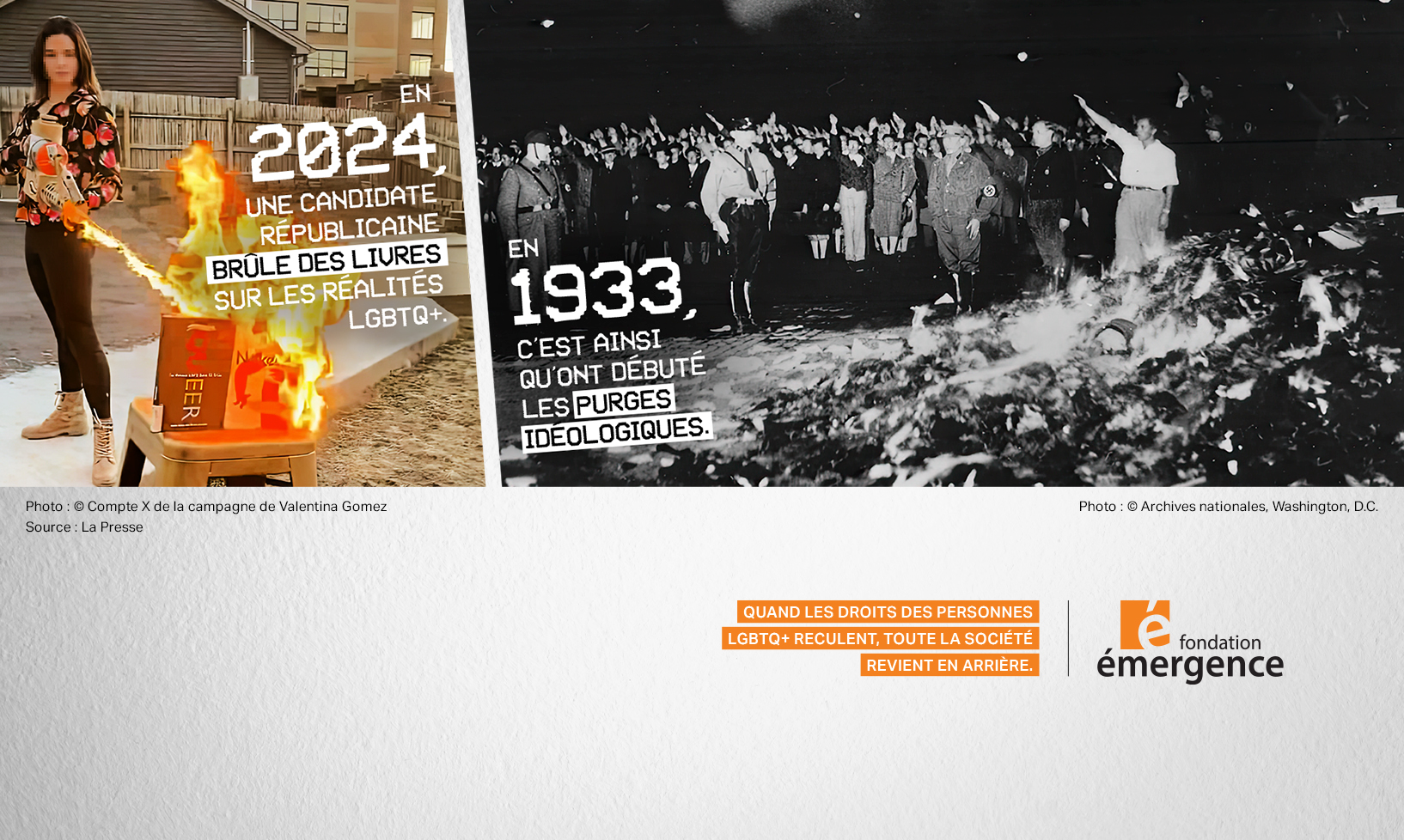 En 2024, une candidate républicaine brûle des livres sur les réalités LGBTQ+ alors qu'en 1933 c'est ainsi qu'ont débuté les purges idéologiques.